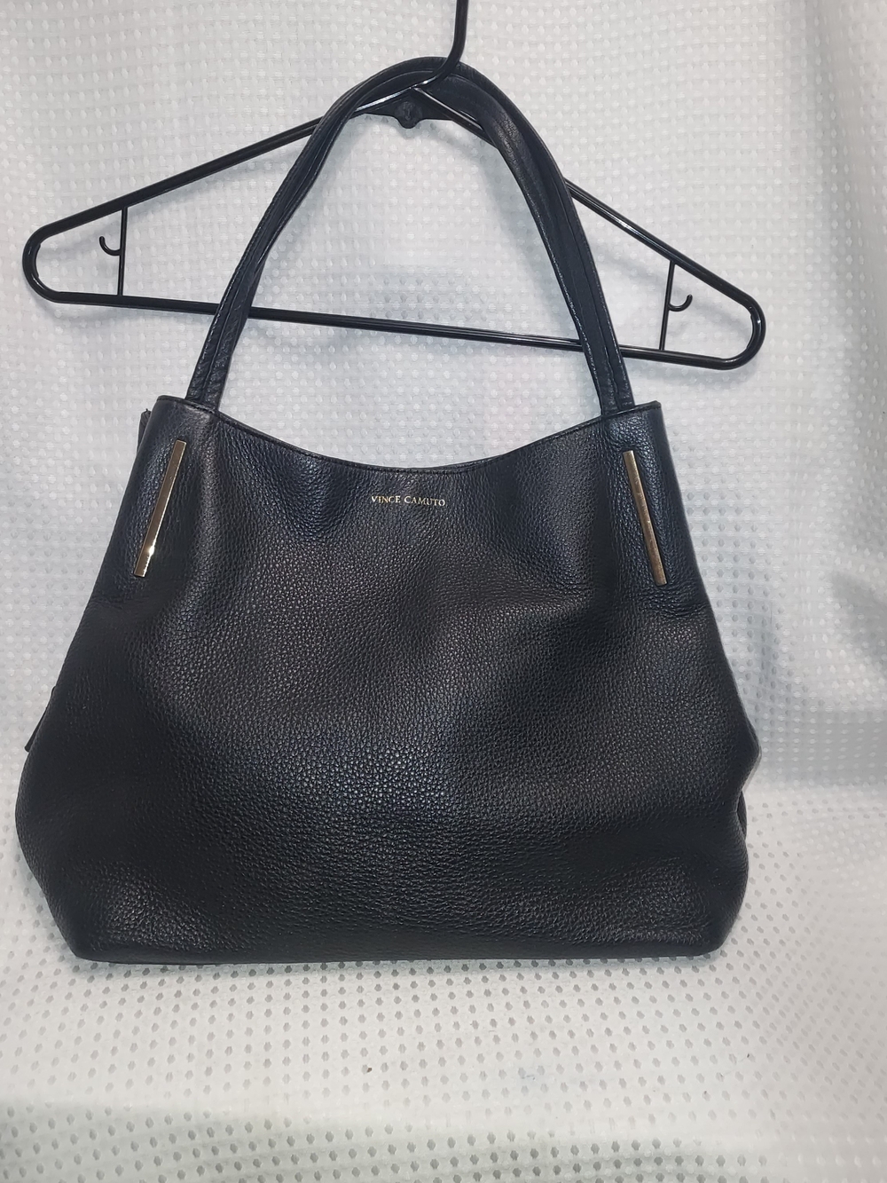 Vince Camuto Black Pebbled Leather Tote